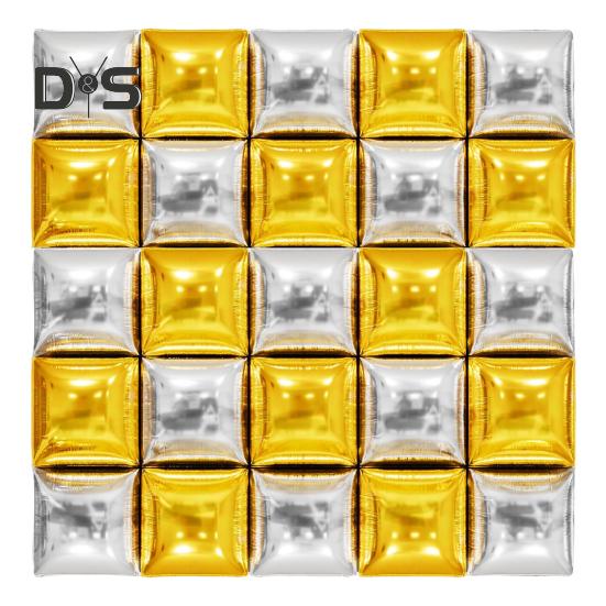 25Pcs Square Foil Metallic Balloons Double Sided Balloon Wall Tunnel Wedding Graduation Backdrop Arch Garland Kit for Birthday Party