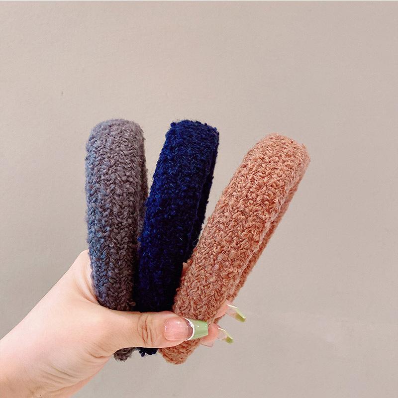 Minimalist Headbands Solid Color Knitted Wide Edge Womens Hair Accessories