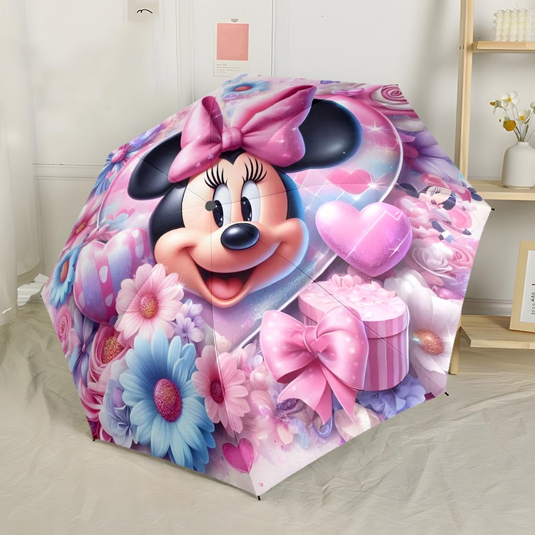 

Автоматична парасолька Minnie Mouse Floral Fantasy Міцний 8-реберний каркас Міцна конструкція Всесезонна парасолька для подорожей Парасолька з яскравим візерунком