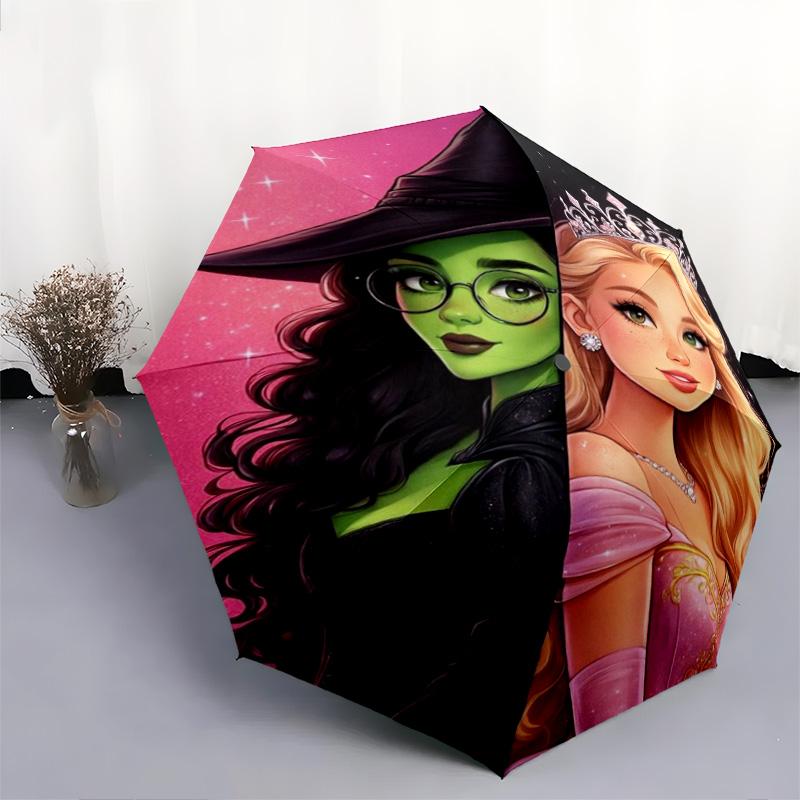 1PC Witch Princess  Automatic Umbrella - Suitable Travel Outdoor Portable Umbrella Birthday Gift Daily Essentials
