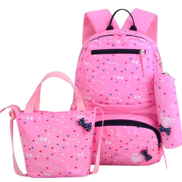 3pcs/set School Bag Backpacks Schoolbag Fashion Kids Lovely Backpack for Children Girls Bag Student