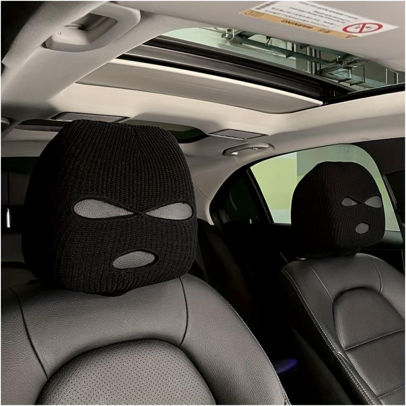 2pcs Set Car Headrest Seat Head Cover Personality Funny Car Universal Headrest Cover Black and White Headcover
