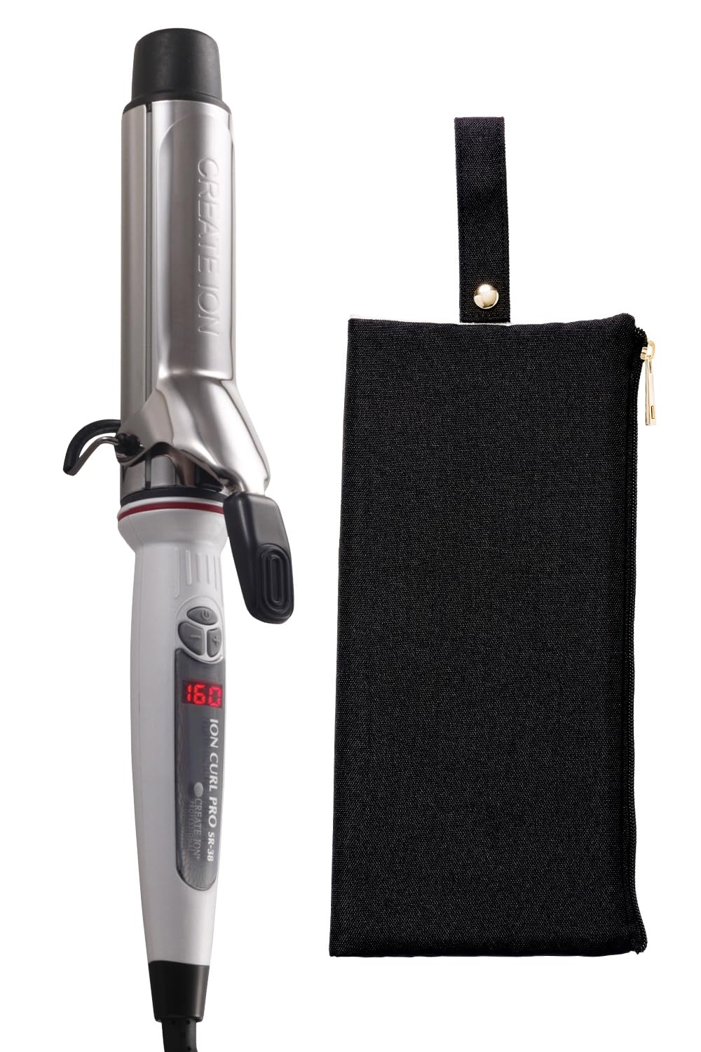 CREATE ION Плойка для завивки волос C73312 Плойка для волос Чехол Create ION 38 мм Плойка [Авторизованный продавец] SR-38 + Термостойкий (черный) набор. Железо. чёрный