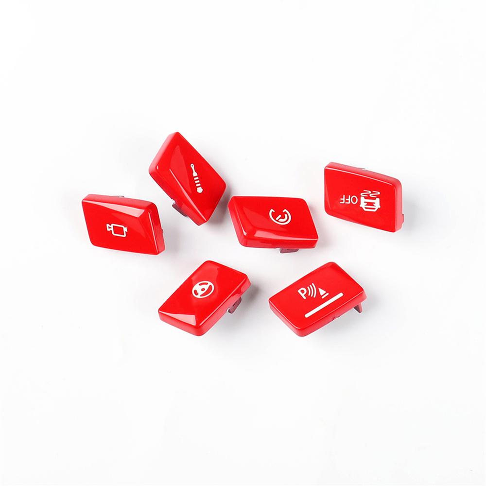 6Pcs/Set Gear Shift Switch Button Trim Red For BMW M3 F80 15-19 M4 F82 15-20 LHD