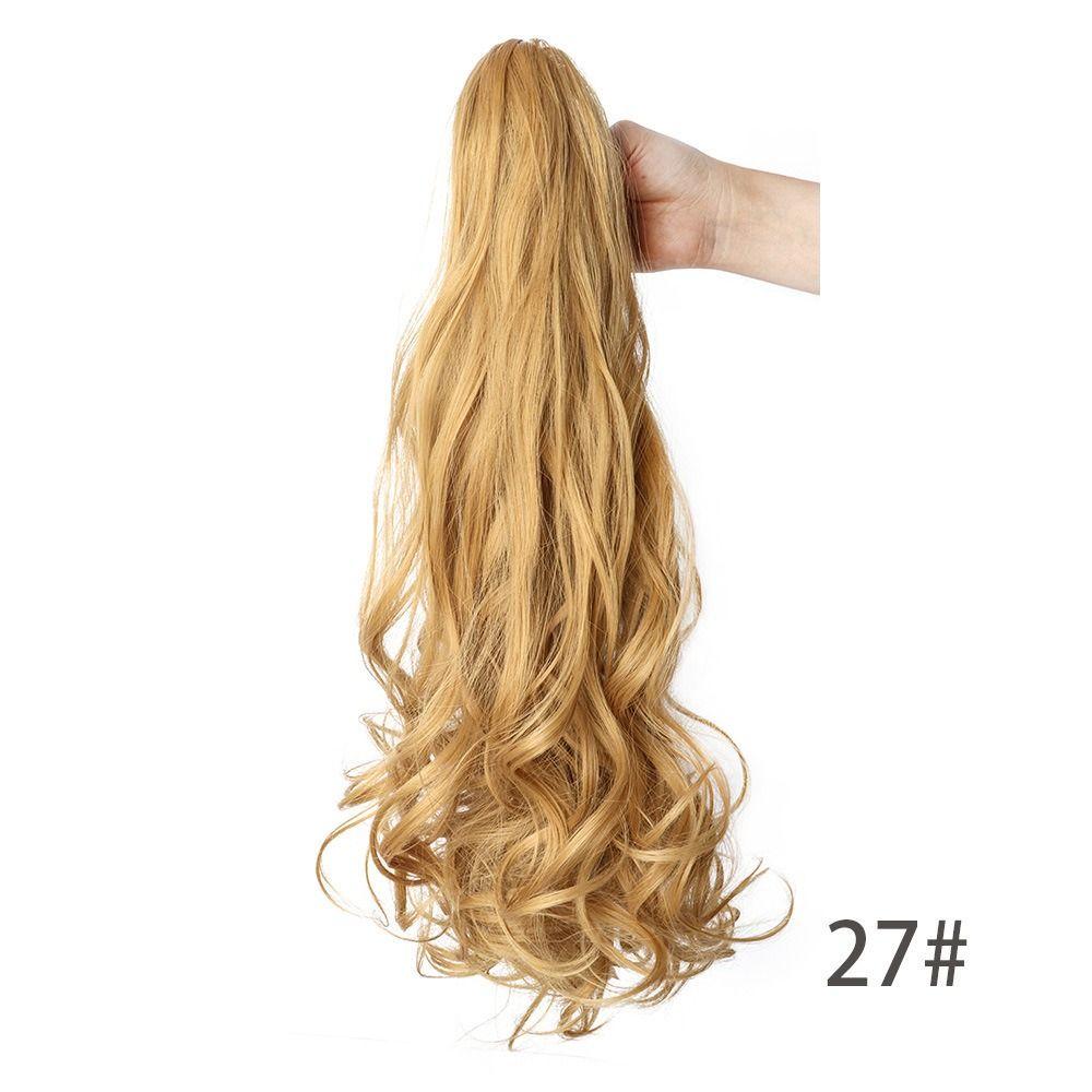 Corn Perm Long Wavy Curly Ponytail Ombre Pony Tail Hairpiece Claw Clip Ponytail Wig Daily