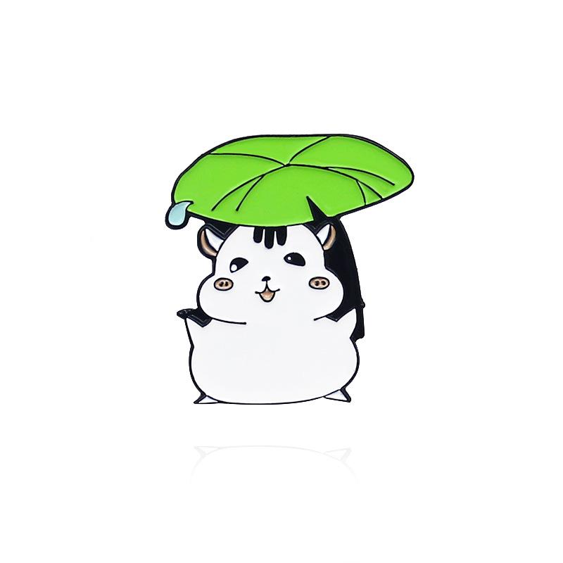 Yellow Hooded Lotus Leaf Umbrella & Cute Cartoon Drip Oil Brooch: Unstoppable in Wind and Rain