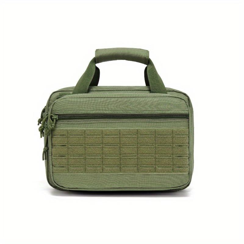Durable Polyester Tactical Range Bag, 2 Pistols, Adjustable Strap, Zippered Pockets & Mesh. Ideal for Shooting & Hunting.