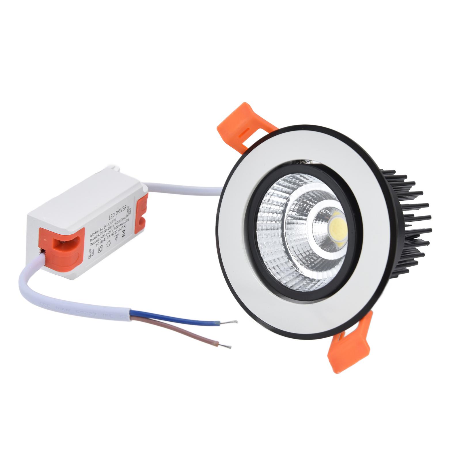

3.3in 7W COB LED Downlight 6000K 100‑264V Adjustable Downlight Embedded Ceiling Light for Bedroom