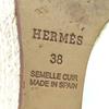 Great HERMES Sandals Leather Ankle Strap Wedge Sole Orange Leather Women 38 Used