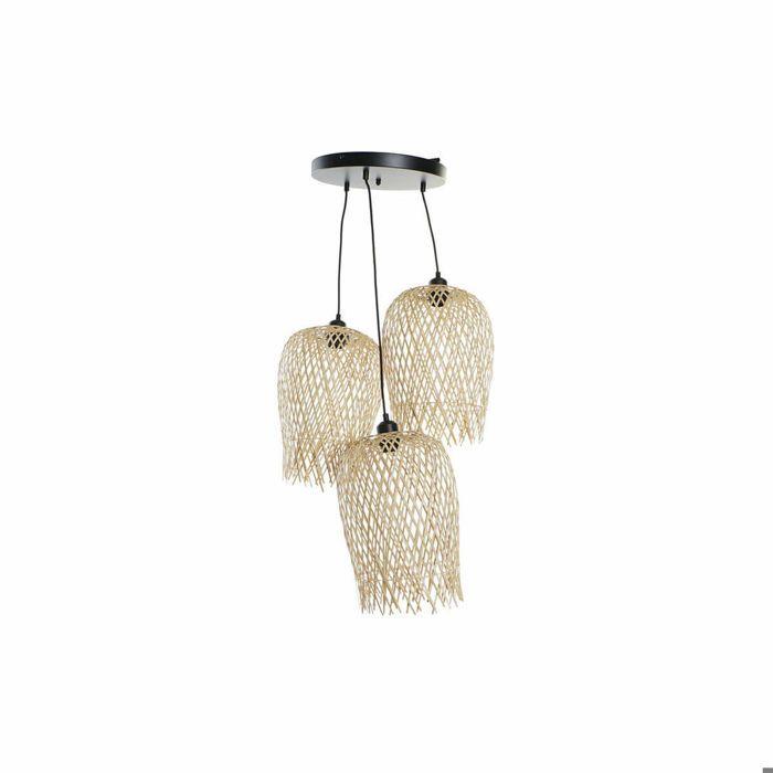 Lampe À Suspension - DKD Home Decor - Métal Et Bambou - 30x30x94 Cm - 3 Ampoules E27 - Design Tropical