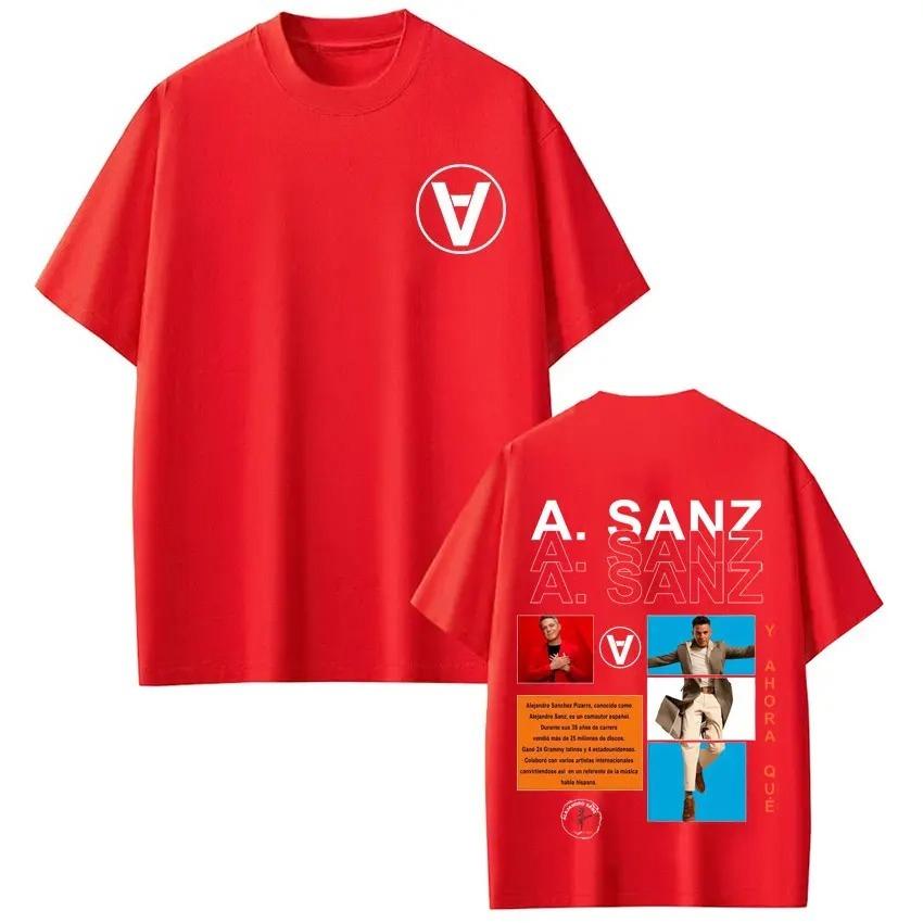 Loose Cotton Tshirts Fan Gifts Singer Alejandro Sanzs Y AHORA QUÉ TOUR 2026 Album Print Tshirt Unisex Women Hiphop Tshirts