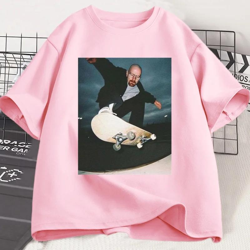 

Футболки женские мужские повседневные с принтом мужские футболки Walter White 90s Skate футболка женская мужская унисекс с круглым вырезом короткий рукав свободная хлопковая футболка 3XL розовый