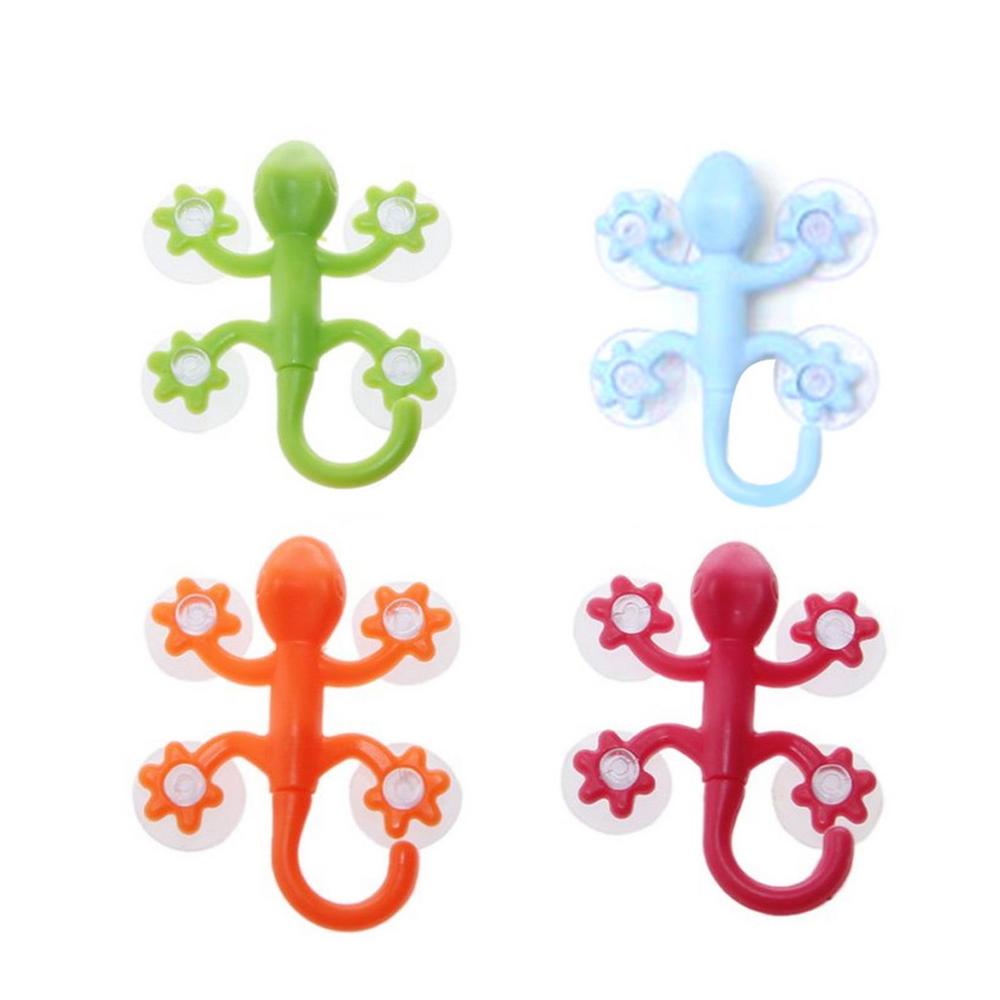 Wall Hook Hanger Gecko Hook with 4 Suction Cup Super Suction Cartoon Hook for Kitchen Bathroom Wall Hanger Decoration