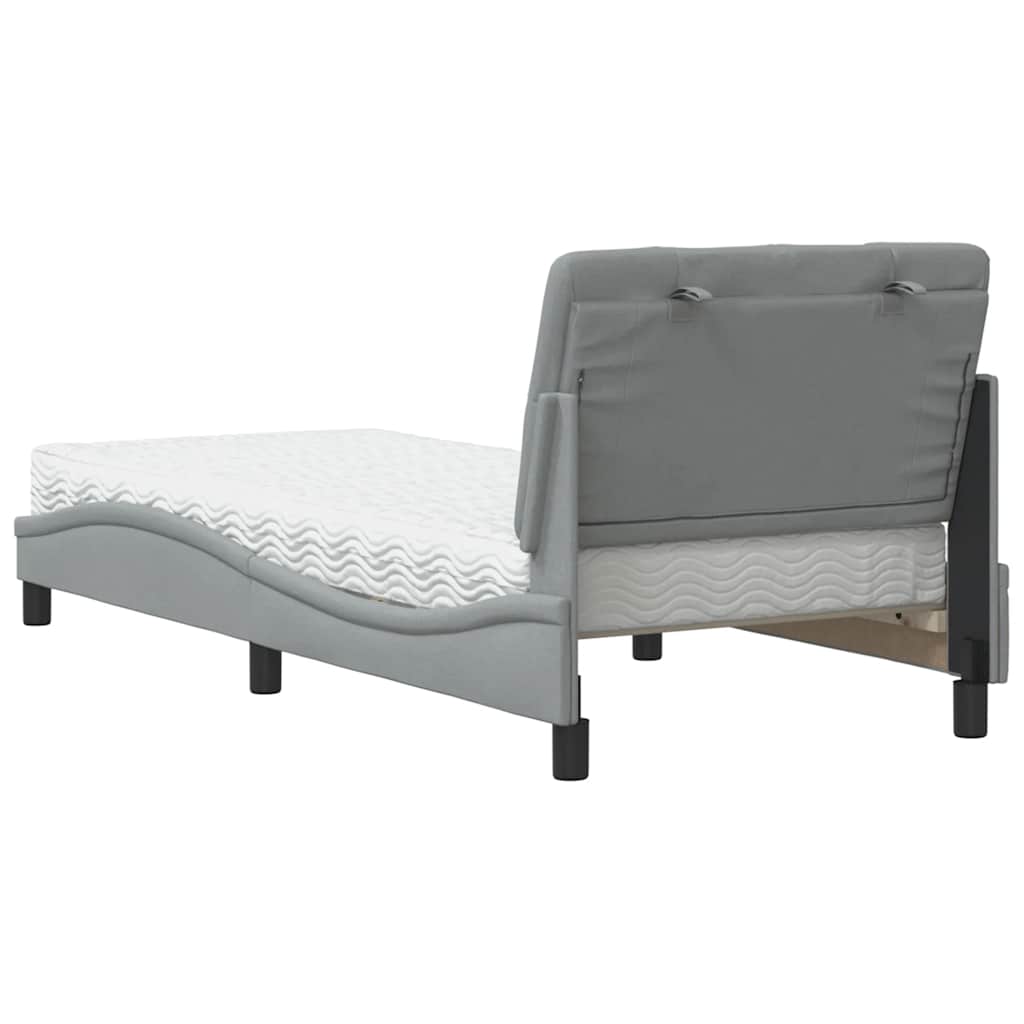 Bed With Mattress, Light Gray, 90X200 Cm, Upholstered