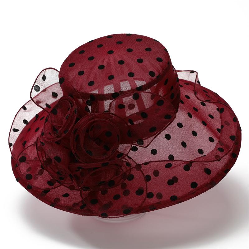 Hat Women's Foldable Organza Sun Hat Summer Women Middle-aged Elderly People Large Eaves Flower Sun Protection Mother Basin Hat