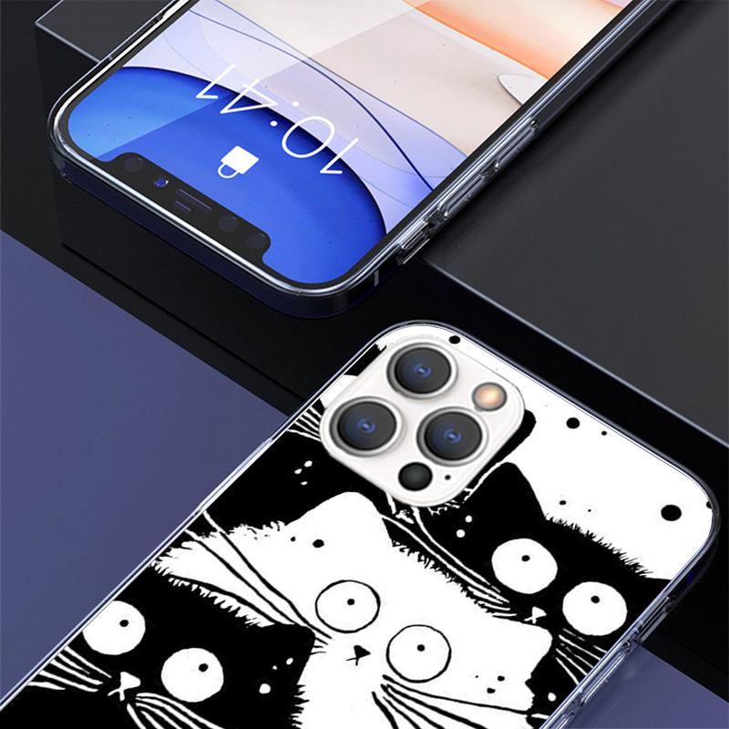 Cat Cute Kitten Cartoon Phone Case For iPhone 17 Air 16 Pro Max 16E 15 + 14 Plus 11 12 13 Mini 7 8 SE Gift Print Cover Fundas 17