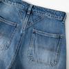 Women's Blue Washed High-Waist Wide Leg Jeans - Retro Casual Spring 2025