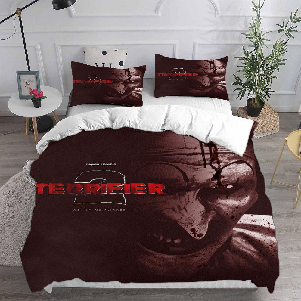 Terrifier 2 (2022) Bedding Sets Bed Cover Comforter Duvet Cover Pillow Case 2-3 Pieces Sets Horror Christmas Decoration