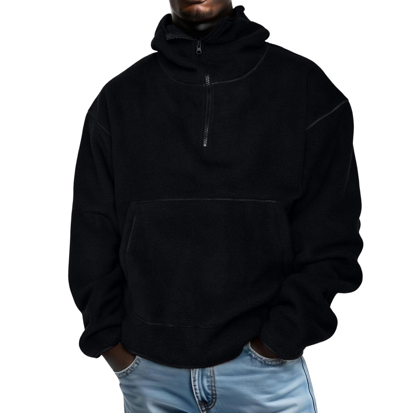

Men s Leisure Adding Fleece Zipper Hooded Hood Hoodie XXL