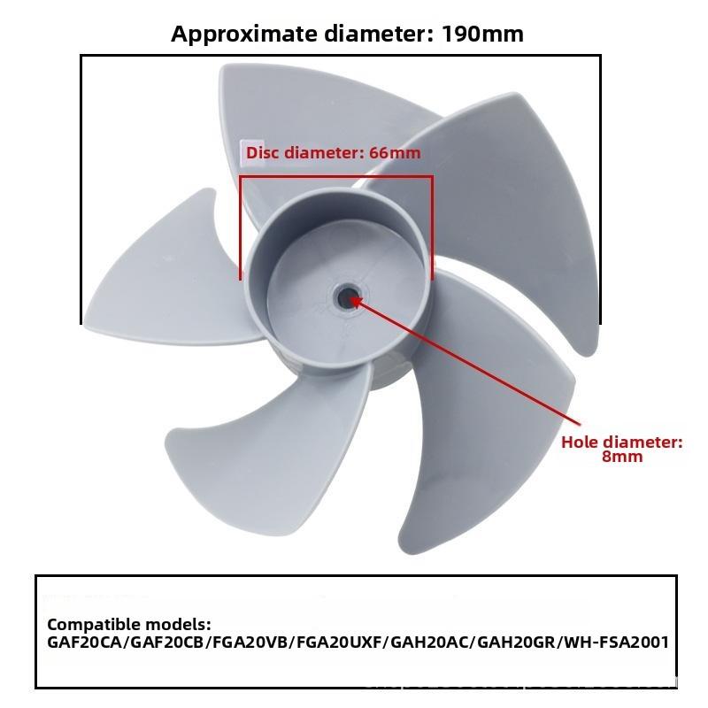 For Midea Compatible 5 Blade Air Circulation Fan Blades 190mm Diameter for GAF20CA GAF20CB FGA20VB FGA20UXF GAH20A