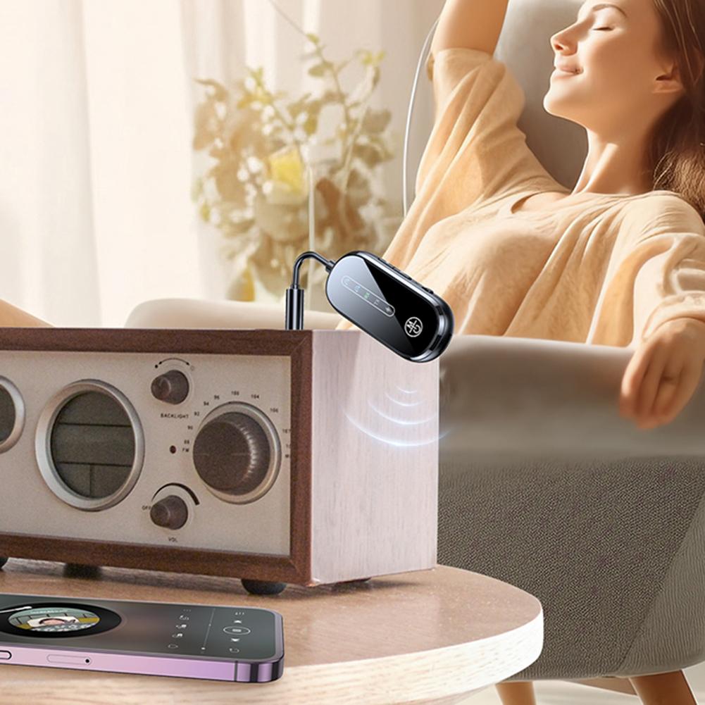 Bluetooth-Compatible Transmitter Receiver 3.5mm Low Latency Audio Adapter Supports 2 AirPods Or Headphones for Car/Home Stereo