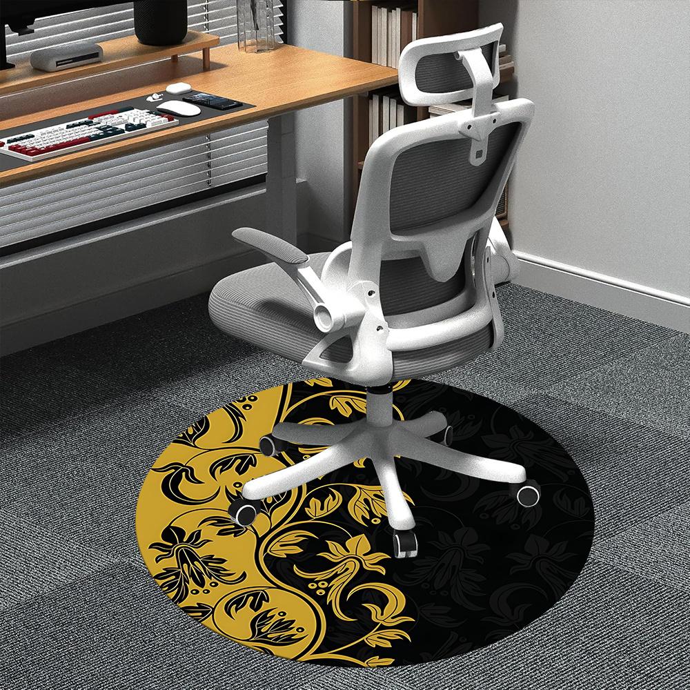 

1pc Floral Pattern Office Round Area Rug, Indoor Mat Suitable ForOffice, Under Office Chairs Bedroom Living Room Home Decor, Room Deco 034 80cm by 80cm