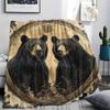 Black Bear Print Flannel Blanket, High Quality Comfortable for All Seasons, Home Decor, Warmth and Comfort, Perfect for Christmas Gifts