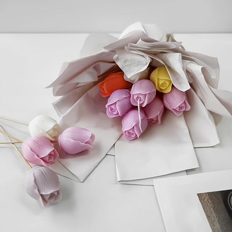 1PC Romantic Home Decor Candle Luxury Floral Fragrance Candle Fragrant Tulip Soy Candle Decorative Scented Candle 25cm