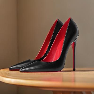 Šviesiai kūno spalvos juoda matinė oda su smailianosiais 12 cm itin plonais kulnais, madingi ir universalūs profesionalūs batai
