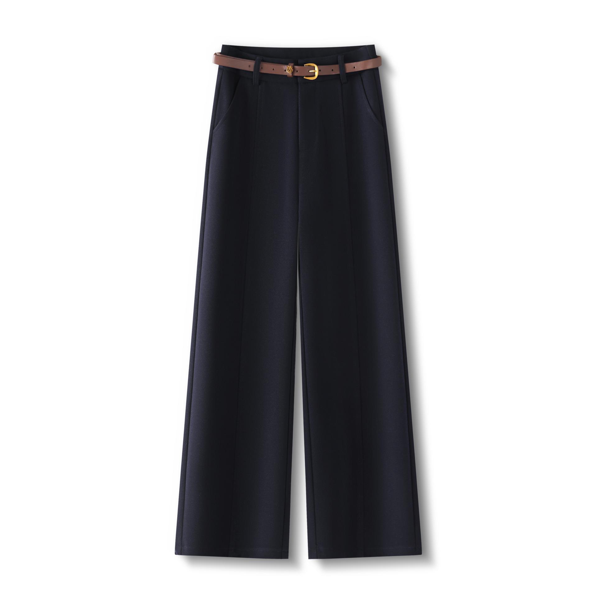 

Premium Coffee Wool Wide-Leg Women s Pants - New 2025 Autumn/Winter High-Waisted Slimming Loose Fit, Plus Velvet Thick Straight-Leg. 26/S (85-95 jin)