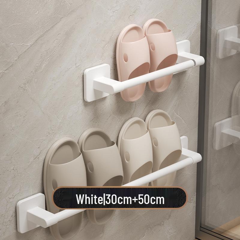 Punch-Free Wall-Mounted Bathroom Slipper Rack and Draining Storage Hanger