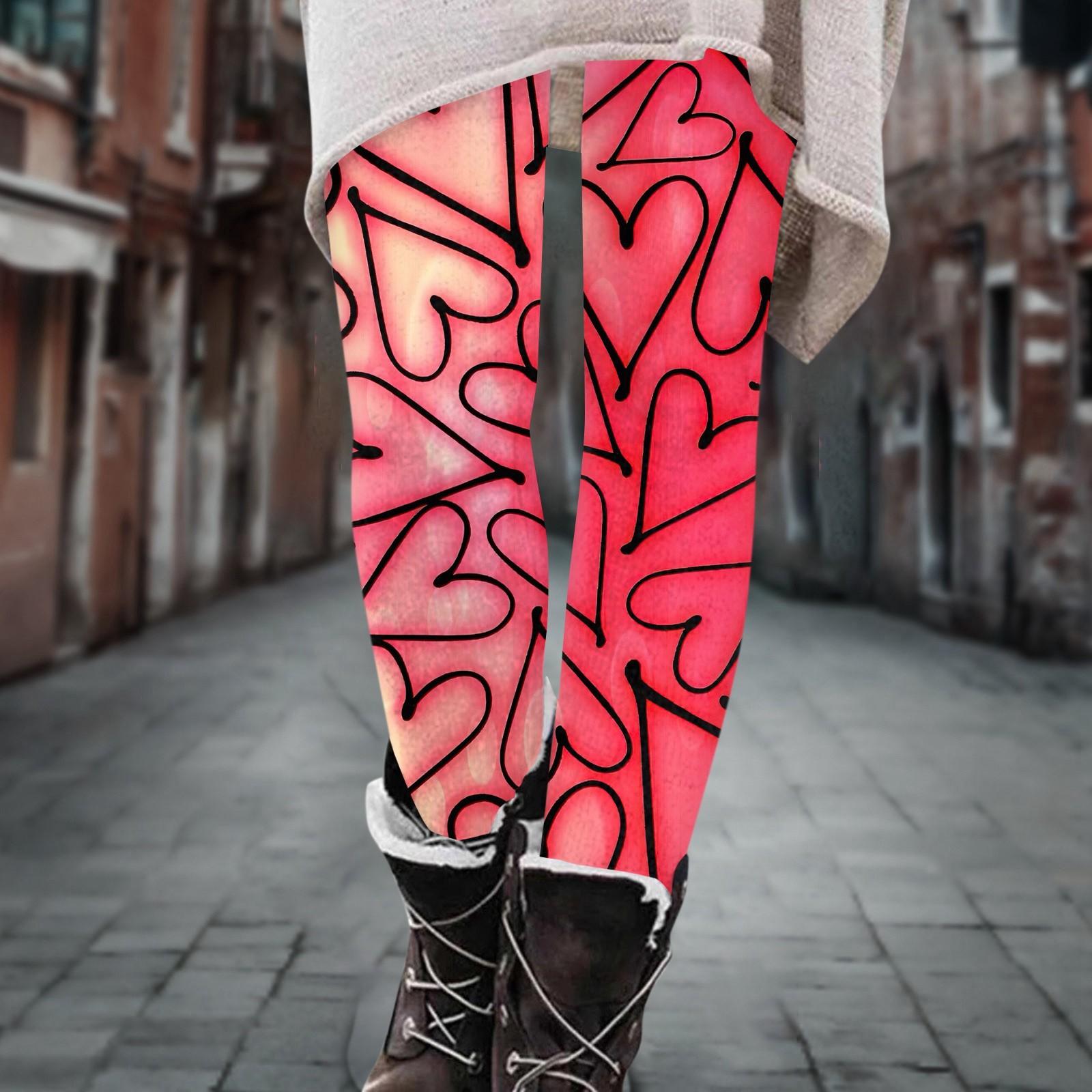 

Женские брюки, эластичные мягкие хлопковые леггинсы с принтом, повседневные домашние пижамы S красный