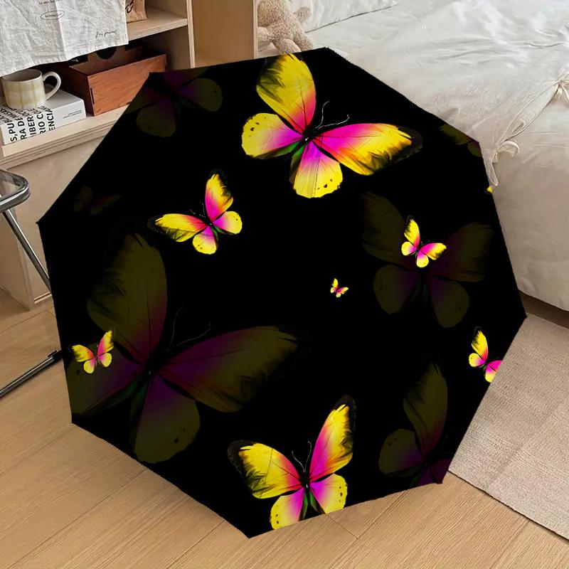 

1pc Butterfly Print Circular Automatic Open/Close Umbrella, 8-Rib Sturdy Frame, Umbrella for Travel, Everyday, Formal Events yy251126014