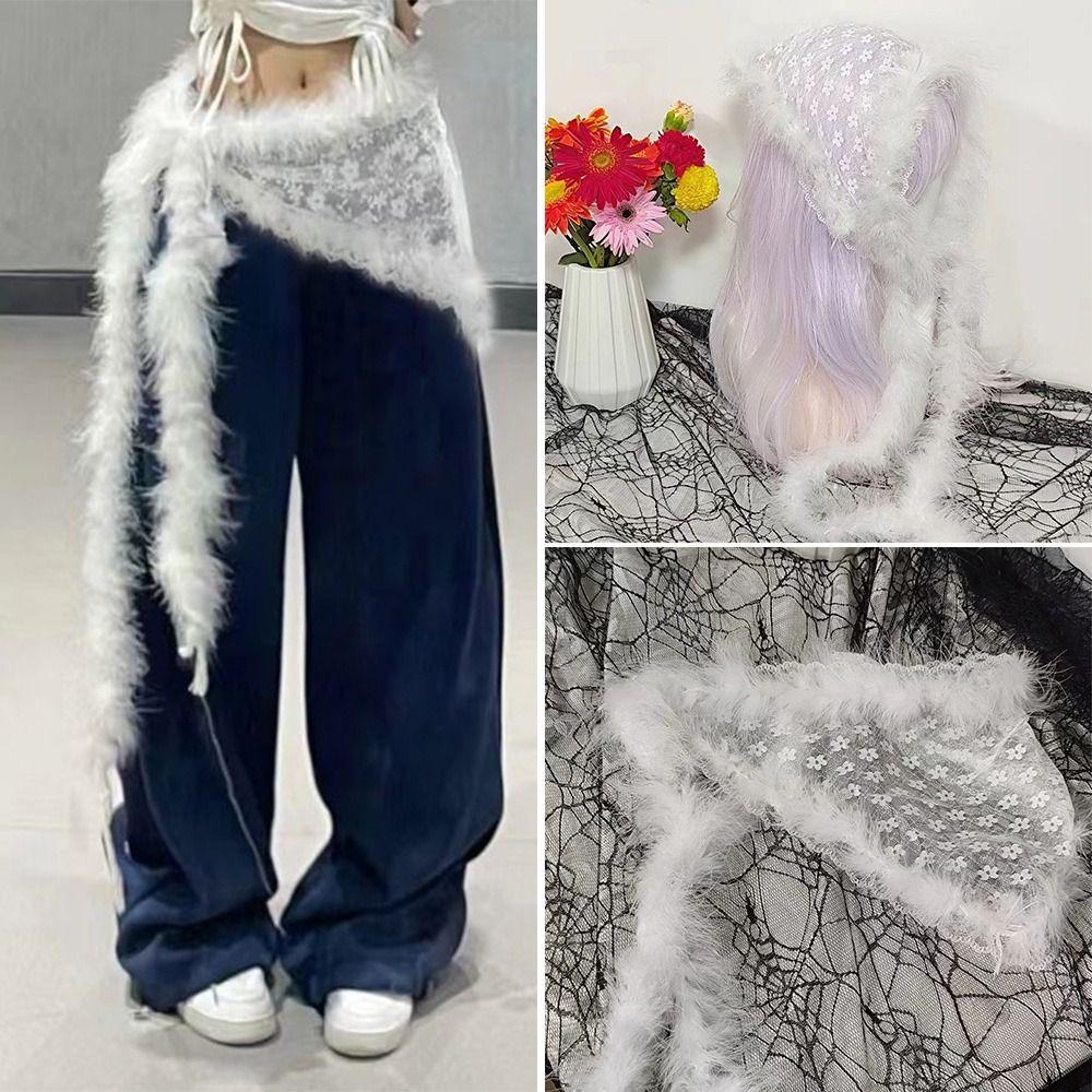 Y2K Soft Plush Belt Fluffy Hiphop Jeans Belt Jeans Pants Decor Punk Fur Belt