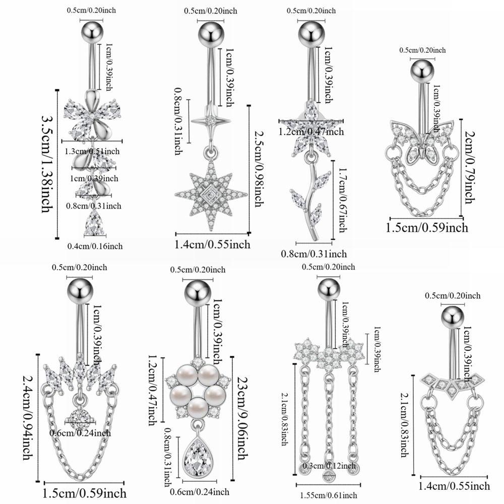 Elegant Belly Navel Stud Stainless Steel Navel Button Butterfly Chain Navel Ring Seaside