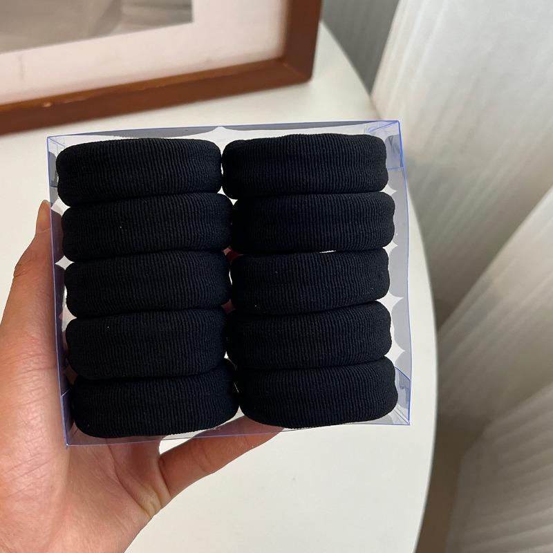 10Pcs/set Bold and Thickened Seamless Rubber Band, Black Hair Band, No Hair Damage, Headrope, Seamless Hair Rope, High Elastic Hair Tie.