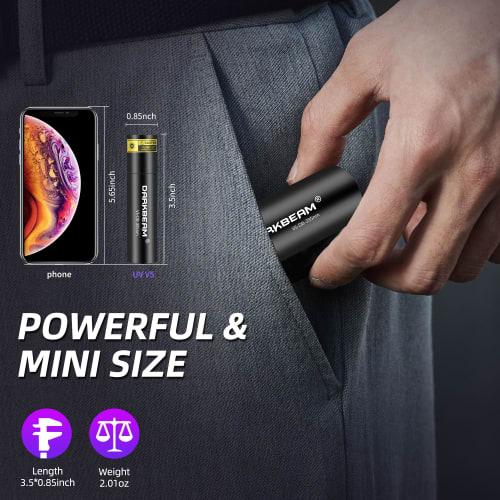 DARKBEAM UV Flashlight, 395nm Light Blacklight, Mini but Powerful Wood's Lamp USB-C Rechargeable LED Ultraviolet Flashlight for Pocket Pet Urine Detec