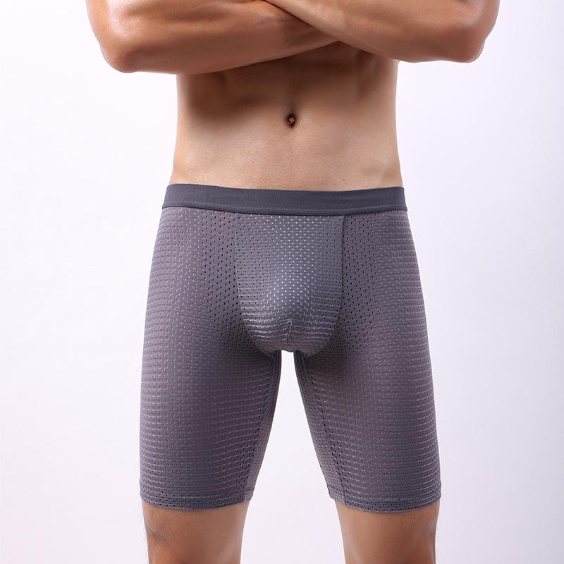 Men's Ice Silk Mesh Breathable Boxer Briefs - Anti-Chafing Four-Corner Shorts for Running