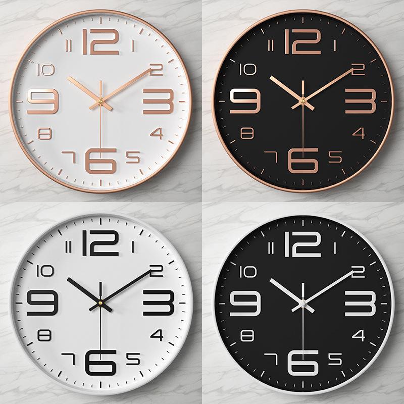 Clocks Living Room Silent Wall Clock Simple Fashion Clock Wall Hanging Home Three-dimensional Digital 40CM