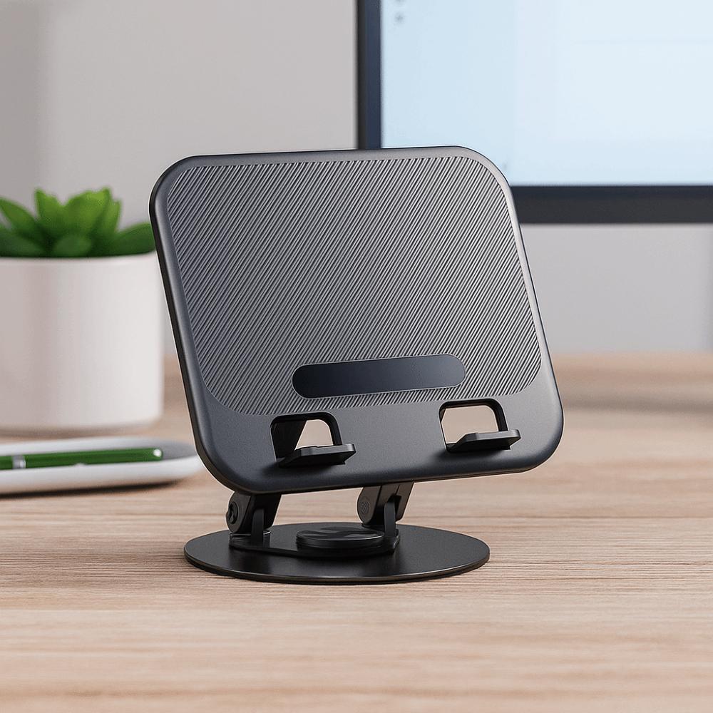 Height Adjustable 360° Rotation Notebook Stand Carbon Steel Foldable Storage Tablet Stand Non-slip Base Space-saving