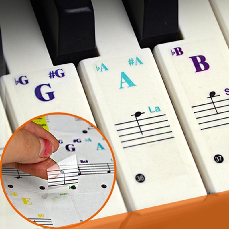 Transparent & Removable Piano Sticker, Electronic Piano Keyboard Notes Stickers