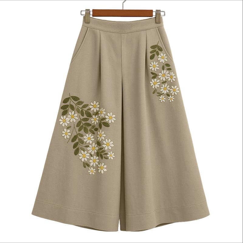 

ZANZEA Women Casual Floral Print Loose Wide Cropped Pants 5XL хаки