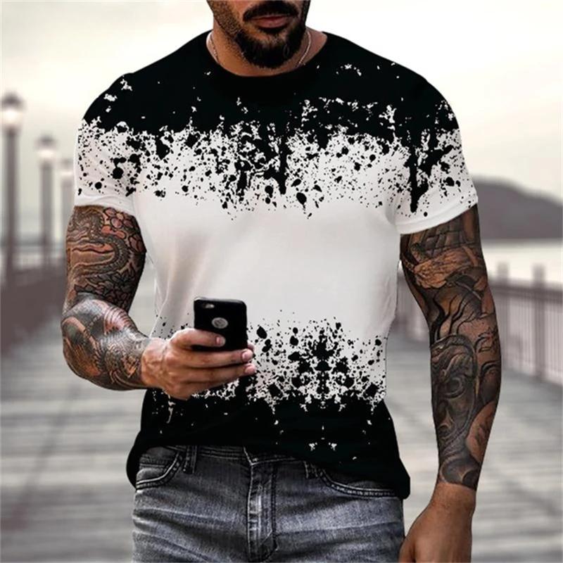 Hot Sale Black White Stripes 3D Graphic T Shirts Men Summer Y2k Tshirt Clothing Mens Fashion Harajuku Breathable O Neck Top Tees