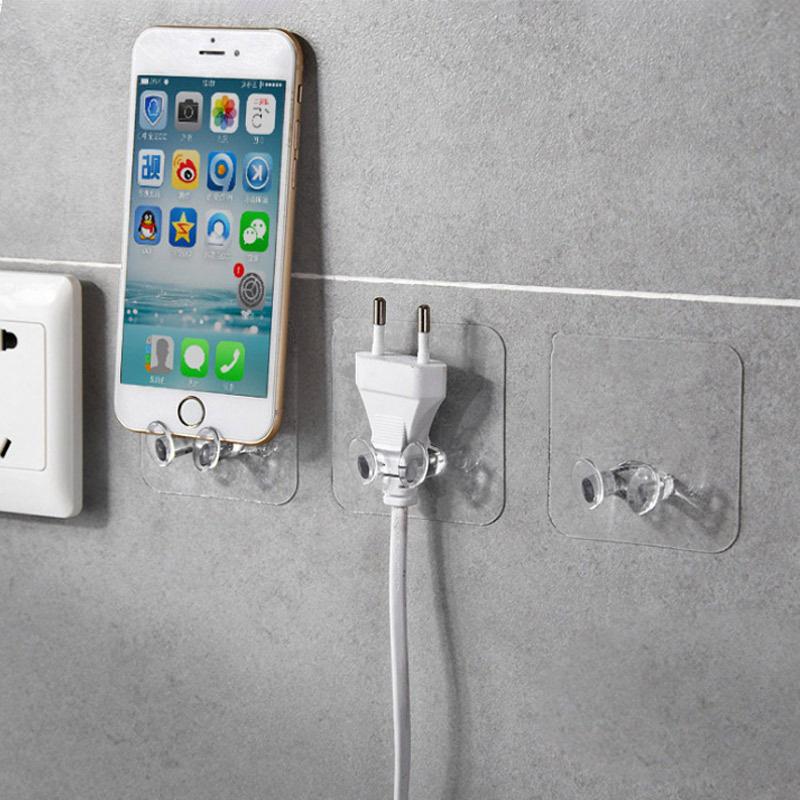 Creative Adhesive Power Plug & Cable Holder - No-Punching Wall Hook