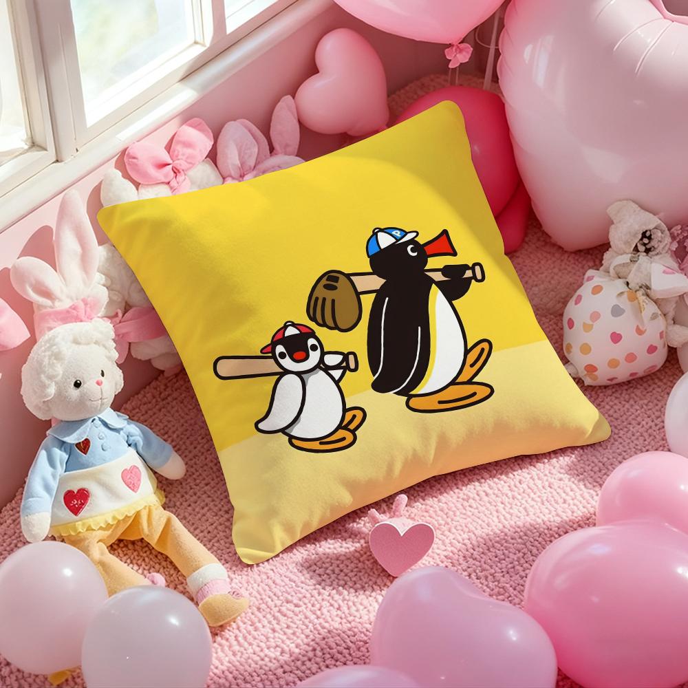 Cute P-Pingu Cartoon Cushion Cover Pattern Printed Pillowcase for Living Room Sofa Cushion Cover & Bedroom Decor