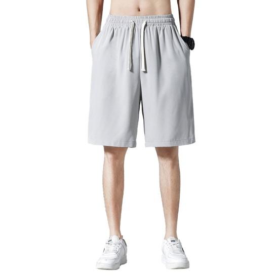 Men Shorts Elastic Waistband Drawstring Design Summer Sport Pants Ultra-Thin Ice Silk Fitness Short Pants