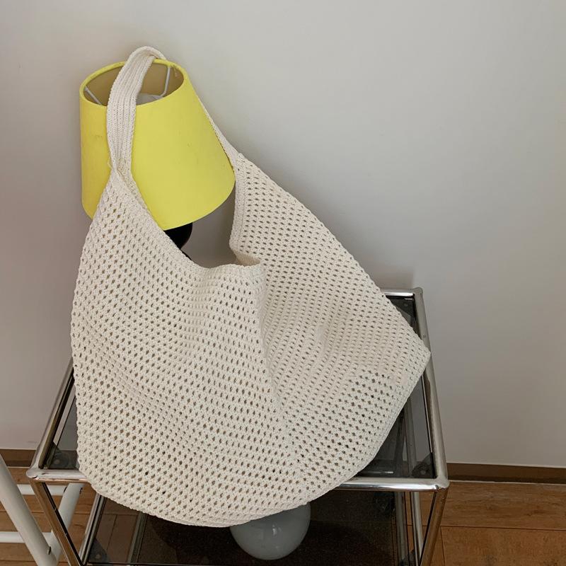 

Summer Beach Casual Women Shoulder Bags Flower Hollow Design Ladies Vacation Knitting Handbags Simple Female Shopping Book Tote