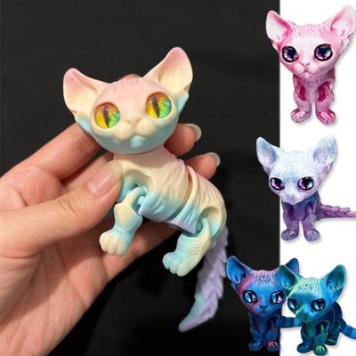 3D-gedruckte Siamkatze mit beweglichen Gelenken Fidget Spielzeug Stressabbau Dekompression Schreibtischdekoration Kinderfigur Spielzeug für Erwachsene Kinder Geschenk