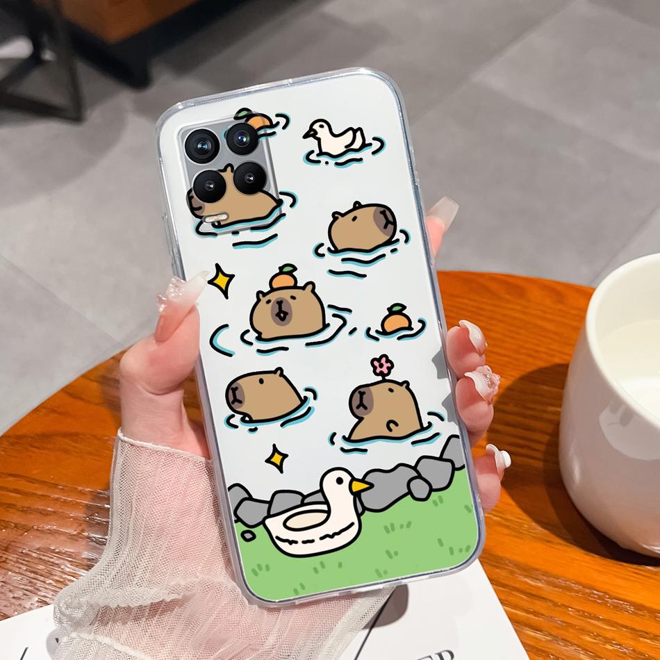 For Realme 8 Pro Case Lovely Cat Soft Transparent Phone Back Cover For Realme8 4G 5G Shockproof Comfortable TPU Silicone Bumper