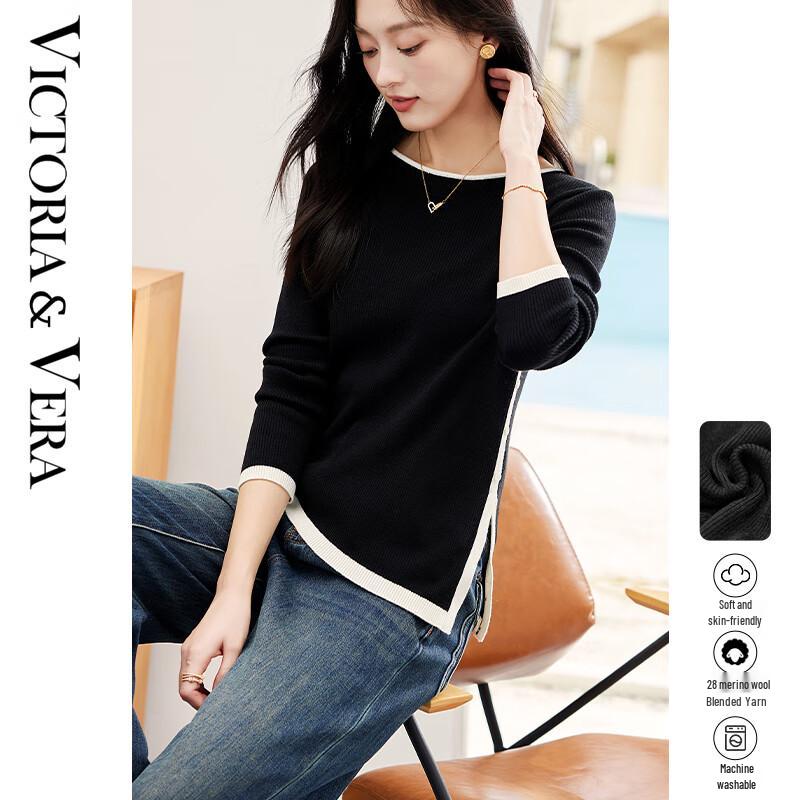 

VICTORIA&VERA Women s Colorblock Knit Sweater M